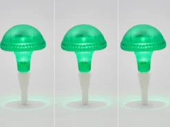 3-er Set LED Solarleuchten, Grün mit Erdspieß Höhe 27,5 cm