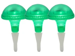3-er Set LED Solarleuchten, Grün mit Erdspieß Höhe 27,5 cm