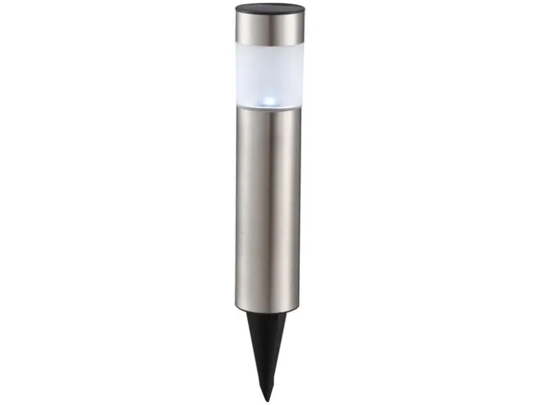 4er Set LED Solarleuchten mit Erdspieß, Gartenlampen Edelstahl, Höhe 38 cm