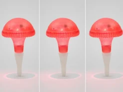 3-er Set LED Solarleuchten, Rot mit Erdspieß Höhe 27,5 cm