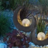 2er SET LED Solarleuchten Steinoptik mit Crackleglas, Höhe 30,5cm