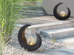 2er SET LED Solarleuchten Steinoptik mit Crackleglas, Höhe 30,5cm