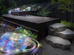 2er Set LED Solar Lichtschlauch für Außen mit RGB Beleuchtung, Länge 4,9 Meter