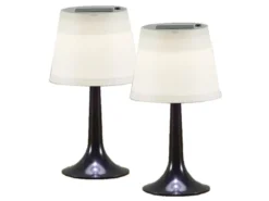2er Set LED Solar Outdoor Tischleuchten Schwarz, Höhe 36cm