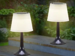 2er Set LED Solar Outdoor Tischleuchten Schwarz, Höhe 36cm