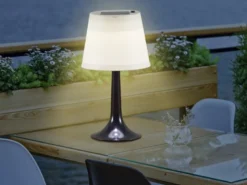 2er Set LED Solar Outdoor Tischleuchten Schwarz, Höhe 36cm