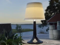 2er Set LED Solar Outdoor Tischleuchten Schwarz, Höhe 36cm