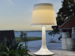 2er Set LED Solar Outdoor Tischleuchten Weiß, Höhe 36cm
