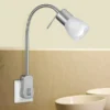 2er Set LED Steckerspots mit Schalter und Flexarm, Silber Höhe 40cm