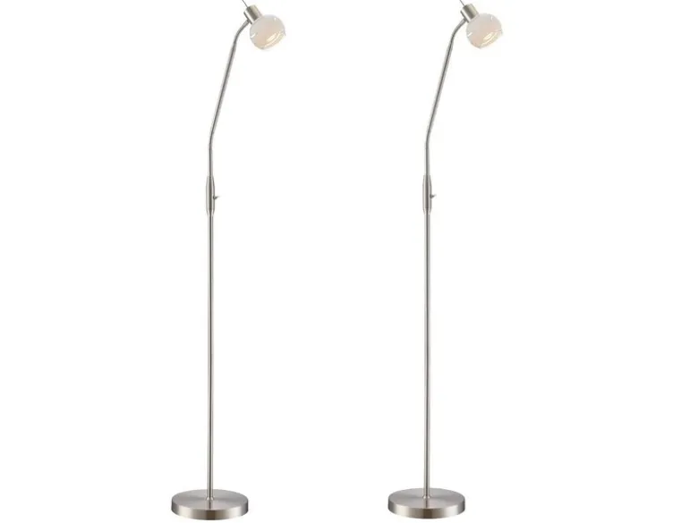 2er Set LED Stehleuchten mit Flexarm & satiniertem Glasschirm, Höhe 145cm