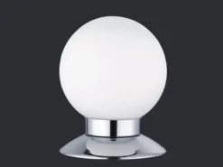 2er SET LED Tischlampen Chrom Glasschirm Weiß, Touchdimmer, Höhe 13cm