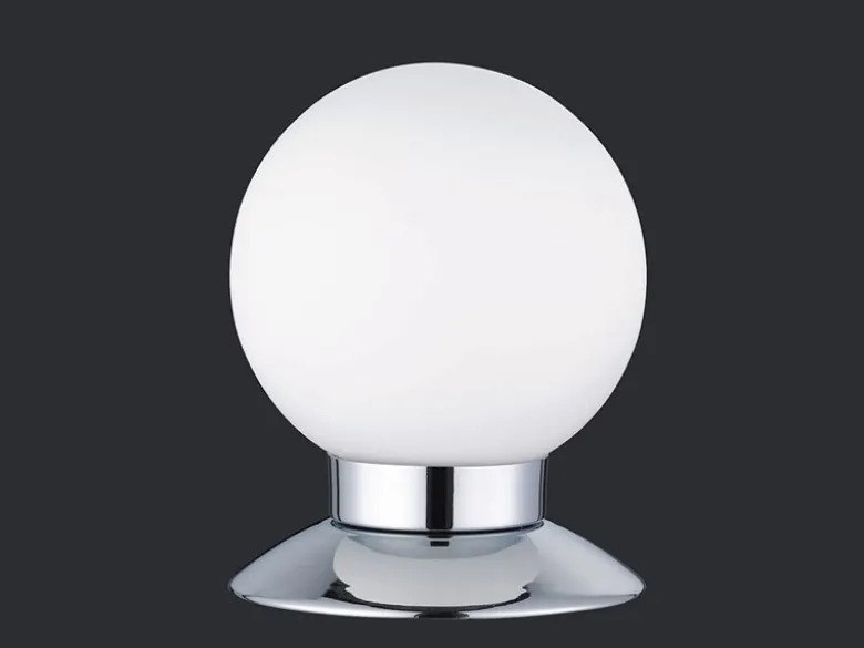 2er SET LED Tischlampen Chrom Glasschirm Weiß, Touchdimmer, Höhe 13cm