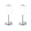 2er SET LED Tischlampen Chrom glänzend mit Glaslampenschirm Weiß, Höhe 29cm
