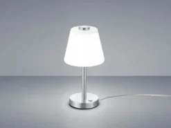 2er SET LED Tischlampen Chrom glänzend mit Glaslampenschirm Weiß, Höhe 29cm