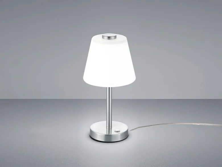 2er SET LED Tischlampen Chrom glänzend mit Glaslampenschirm Weiß, Höhe 29cm