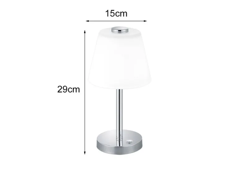 2er SET LED Tischlampen Chrom glänzend mit Glaslampenschirm Weiß, Höhe 29cm
