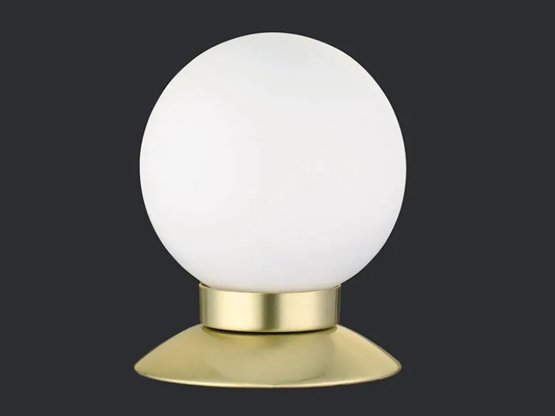 2er SET LED Tischlampen Messing Glasschirm Weiß, Touchdimmer, Höhe 13cm