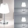 2er SET LED Tischlampen Silber matt mit Glaslampenschirm Weiß, Höhe 29cm