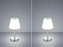 2er SET LED Tischlampen Silber matt mit Glaslampenschirm Weiß, Höhe 29cm