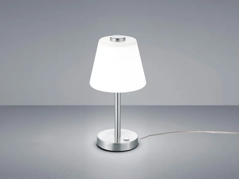 2er SET LED Tischlampen Silber matt mit Glaslampenschirm Weiß, Höhe 29cm