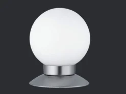 2er SET LED Tischlampen Silber Glasschirm Weiß, Touchdimmer, Höhe 13cm