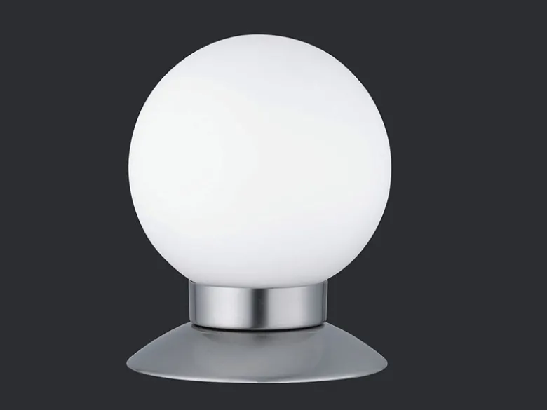 2er SET LED Tischlampen Silber Glasschirm Weiß, Touchdimmer, Höhe 13cm