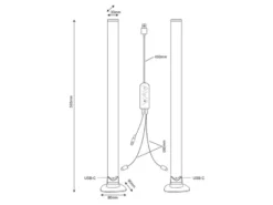 2er Set LED Tischleuchten BOY mit Fernbedienung, RGB & Sound Control - H 55cm