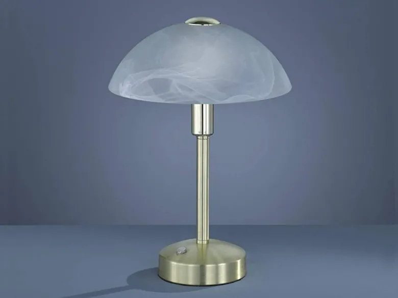 2er Set LED Tischleuchten dimmbar, Messing mit Glasschirm, Höhe 30cm