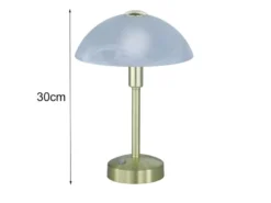 2er Set LED Tischleuchten dimmbar, Messing mit Glasschirm, Höhe 30cm