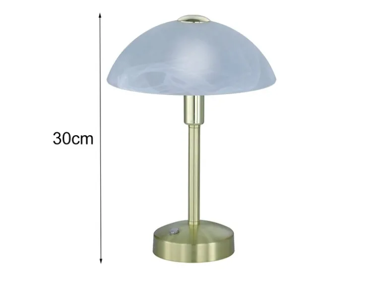 2er Set LED Tischleuchten dimmbar, Messing mit Glasschirm, Höhe 30cm