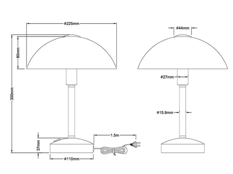 2er Set LED Tischleuchten dimmbar, Messing mit Glasschirm, Höhe 30cm