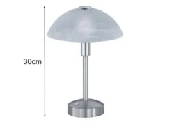 2er Set LED Tischleuchten dimmbar, Silber mit Glasschirm, Höhe 30cm