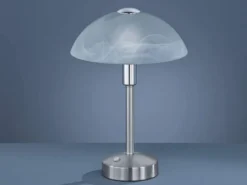 2er Set LED Tischleuchten dimmbar, Silber mit Glasschirm, Höhe 30cm