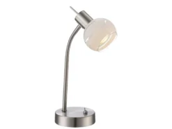 2er Set LED Tischleuchten ELLIOTT flexibel Glasschirm satiniert, Höhe 34cm
