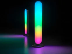 2er Set LED Tischleuchten GAME mit Fernbedienung, RGB & Sound Control - H 28cm