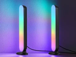 2er Set LED Tischleuchten GAME mit Fernbedienung, RGB & Sound Control - H 28cm