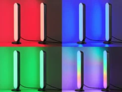 2er Set LED Tischleuchten GAME mit Fernbedienung, RGB & Sound Control - H 28cm