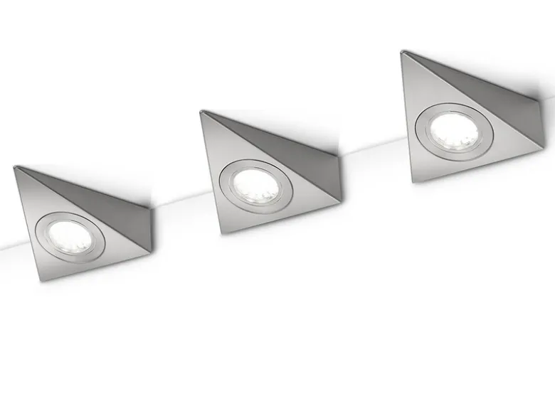 3er SET LED Unterbauleuchten ECCO dreieckig mit Schalter, Breite je 12,4cm