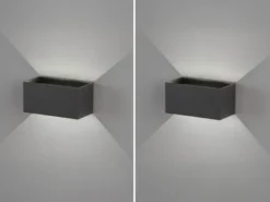 2er SET LED Updown Wandlampen Schwarz für Innen & Außen, Breite 20cm
