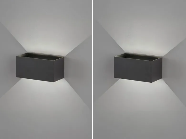 2er SET LED Updown Wandlampen Schwarz für Innen & Außen, Breite 20cm