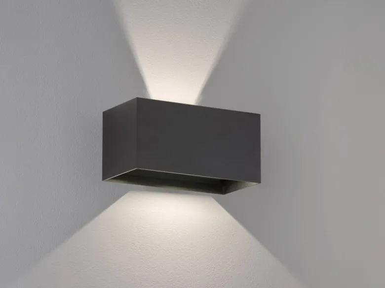 2er SET LED Updown Wandlampen Schwarz für Innen & Außen, Breite 20cm