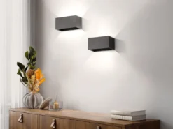 2er SET LED Updown Wandlampen Schwarz für Innen & Außen, Breite 20cm