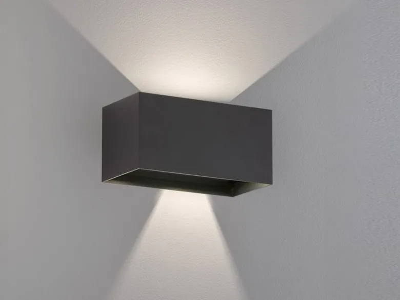 2er SET LED Updown Wandlampen Schwarz für Innen & Außen, Breite 20cm
