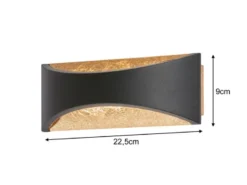 2er SET LED Updown Wandlampen Schwarz Gold, Breite 22,5cm