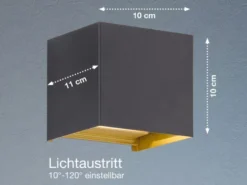 2er SET LED Updown Wandlampen Schwarz Gold für Innen & Außen, Quadrat 10cm