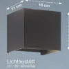 2er SET LED Updown Wandlampen Schwarz für Innen & Außen, Quadrat 10cm