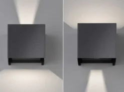 2er SET LED Updown Wandlampen Schwarz für Innen & Außen, Quadrat 10cm