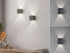 2er SET LED Updown Wandlampen Schwarz für Innen & Außen, Quadrat 10cm