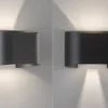 2er SET LED Updown Wandlampen Schwarz für Innen & Außen, Breite 18cm