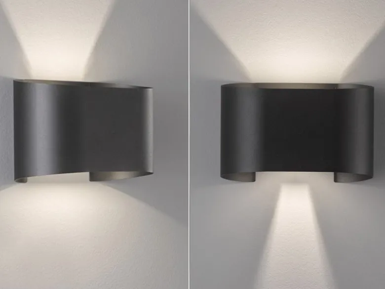 2er SET LED Updown Wandlampen Schwarz für Innen & Außen, Breite 18cm
